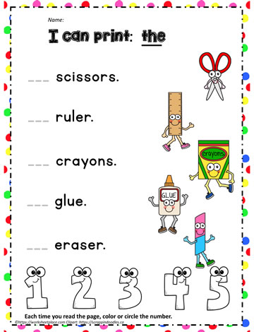 Print the sight word the